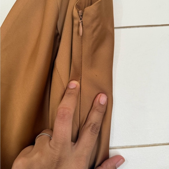 Zara New With Tag Women's V-Neck Thin Straps Long Satin Dress Brown Size Medium - Picture 12 of 15